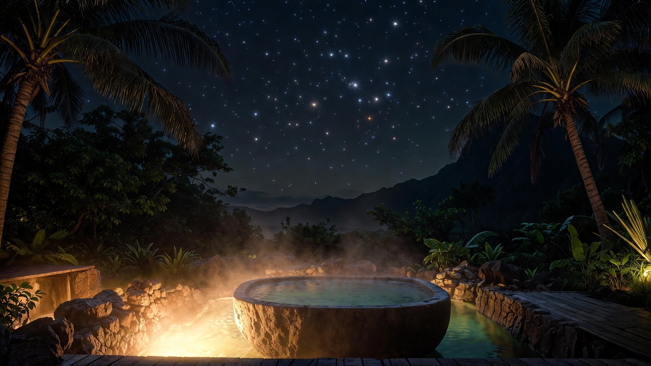 Bain chaud sous les étoiles en Polynésie