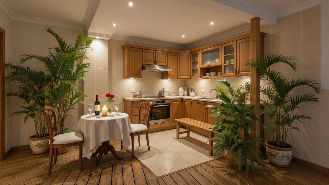 Coin repas intérieur romantique